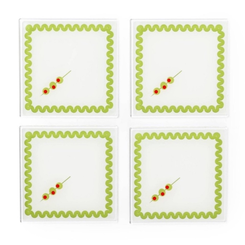 3 for $15 SALE New Target Bullseye set of 4 Coasters with Martini Olive design